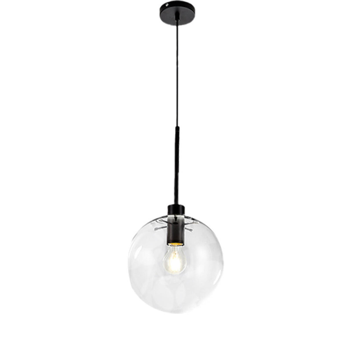 Modern Clear Glass Globe Pendant Light Set Flexible Length Image - 5