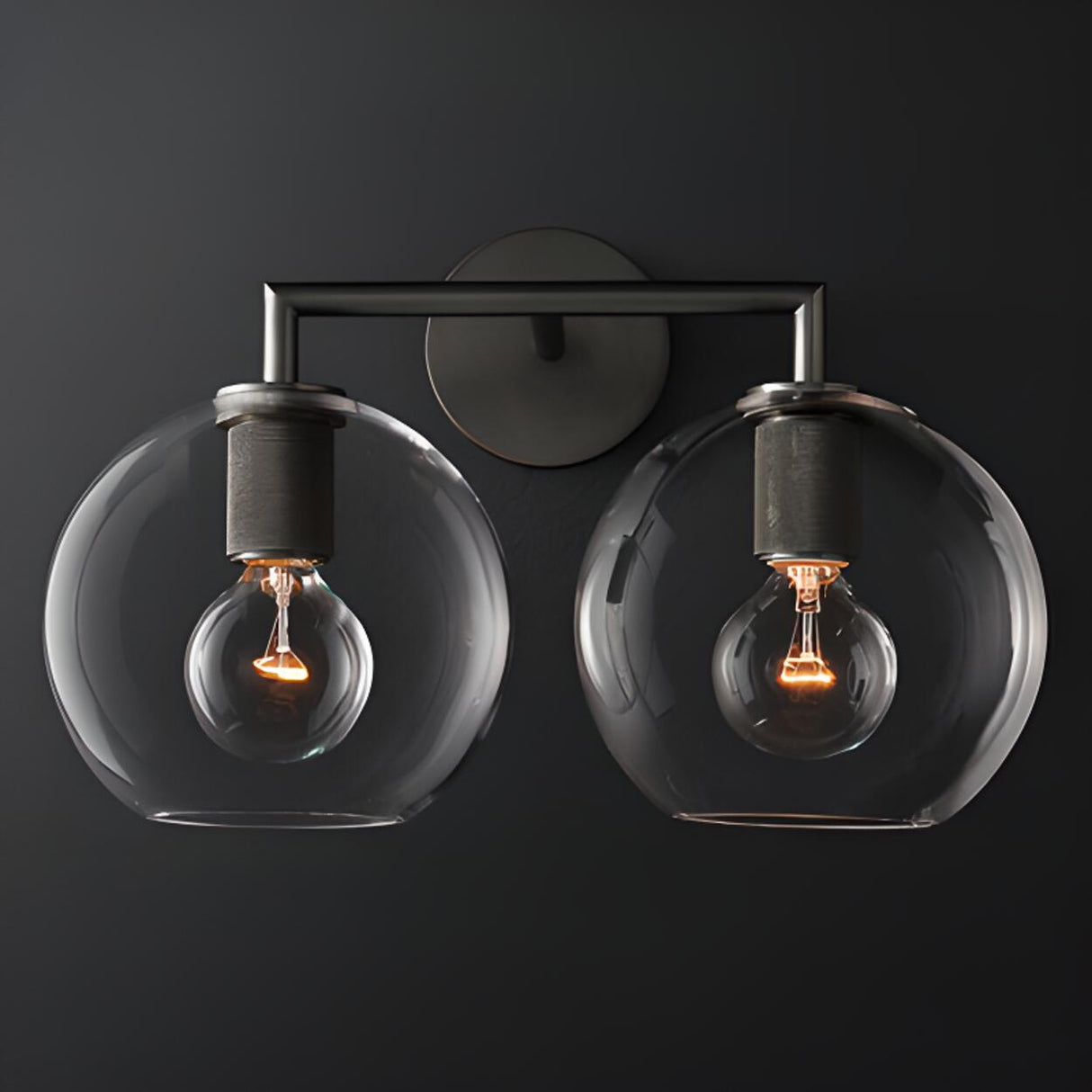 Modern Clear Glass Globe Wall Sconce Light Fixture Image - 10