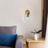 Modern Clear Glass Globe Wall Sconce Light Fixture Image - 3