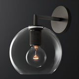 Modern Clear Glass Globe Wall Sconce Light Fixture Image - 5