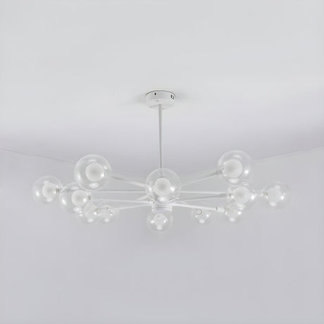 Modern Clear Glass Globe White Sputnik Chandelier Image - 2