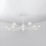 Modern Clear Glass Globe White Sputnik Chandelier Image - 4