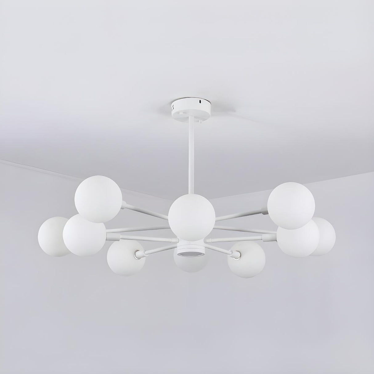 Modern Clear Glass Globe White Sputnik Chandelier Image - 5