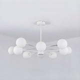 Modern Clear Glass Globe White Sputnik Chandelier Image - 5