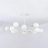 Modern Clear Glass Globe White Sputnik Chandelier Image - 6