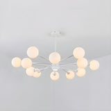 Modern Clear Glass Globe White Sputnik Chandelier Image - 7