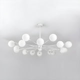 Modern Clear Glass Globe White Sputnik Chandelier Image - 8