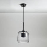 Modern Clear Glass Grey Dome Dining Room Pendant Lights Image - 13