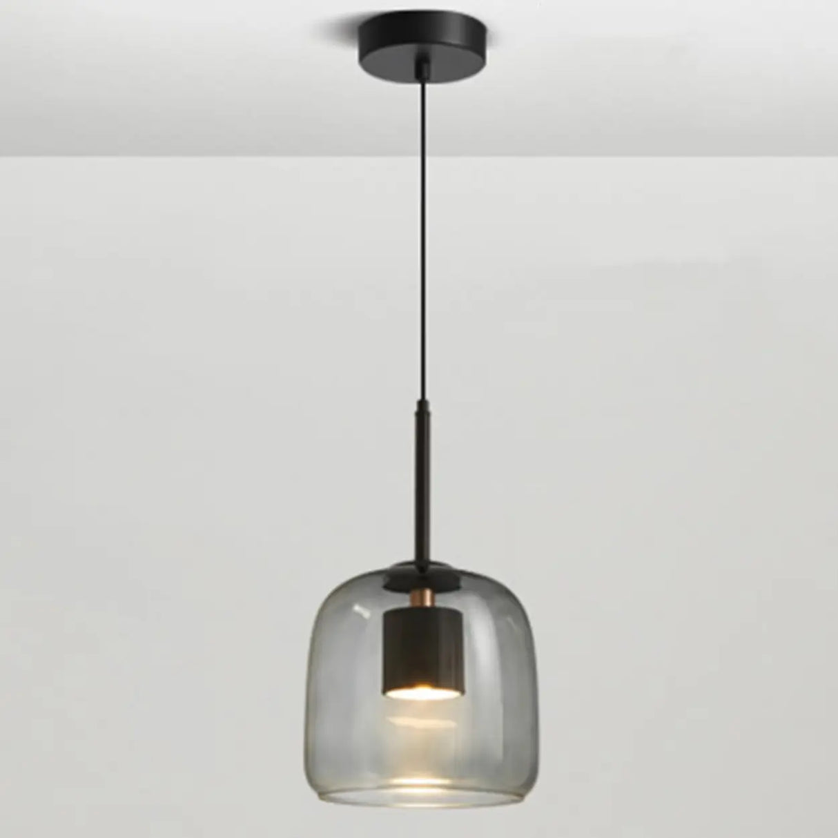 Modern Clear Glass Grey Dome Dining Room Pendant Lights Image - 5