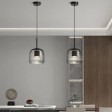 Modern Clear Glass Grey Dome Dining Room Pendant Lights Image - 6