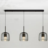 Modern Clear Glass Grey Dome Dining Room Pendant Lights Image - 7