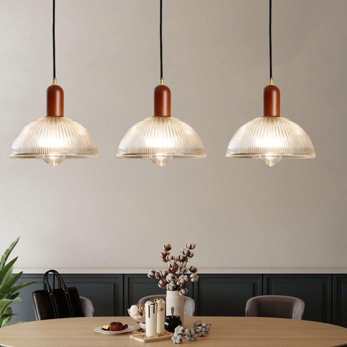 Modern Clear Glass LED Pendant Light Flexible Length Image - 6