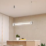 Modern Clear Glass Linear LED Island Pendant Light Image - 1