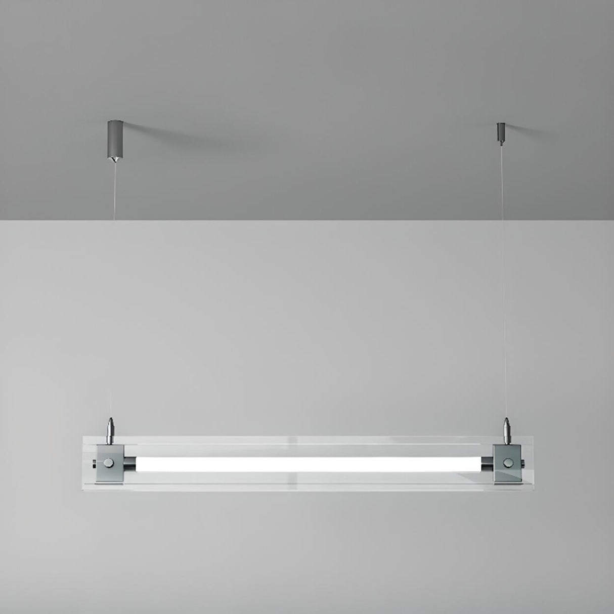 Modern Clear Glass Linear LED Island Pendant Light Image - 2