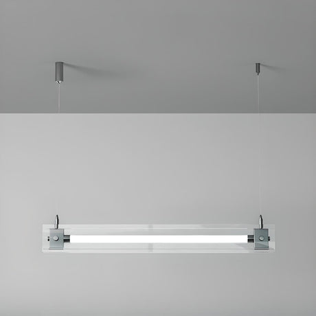 Modern Clear Glass Linear LED Island Pendant Light Image - 2