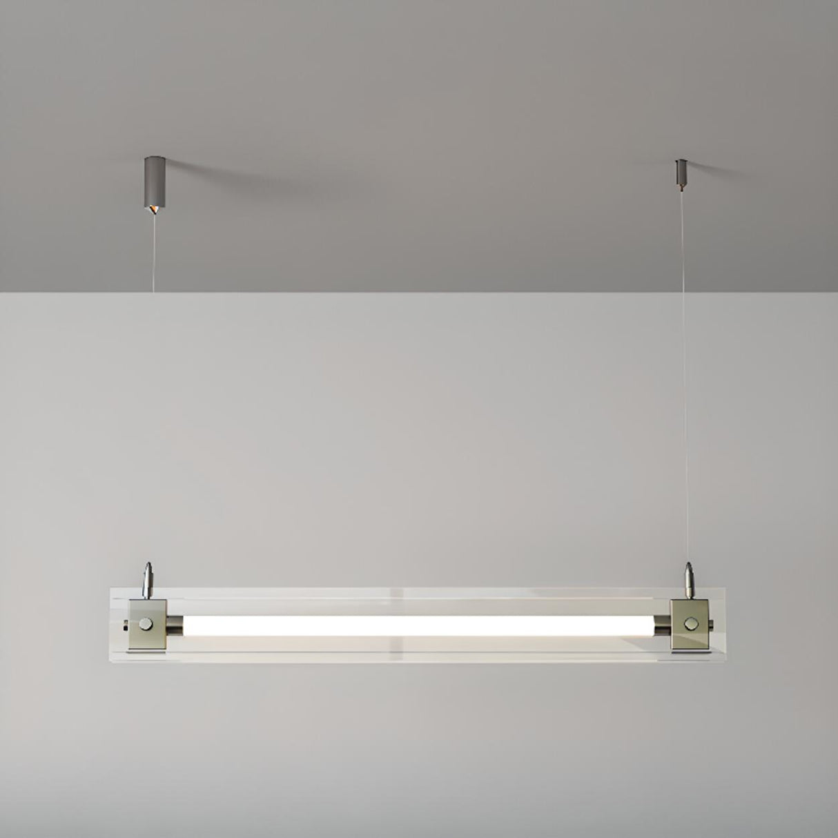 Modern Clear Glass Linear LED Island Pendant Light Image - 3