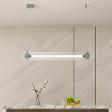 Modern Clear Glass Linear LED Island Pendant Light Image - 5