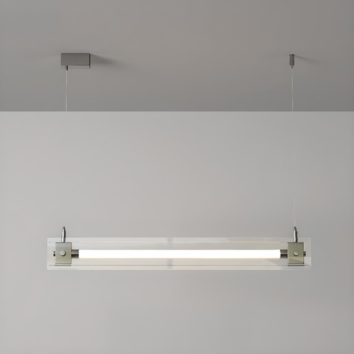 Modern Clear Glass Linear LED Island Pendant Light Image - 7