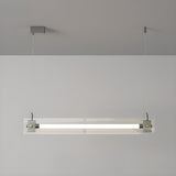 Modern Clear Glass Linear LED Island Pendant Light Image - 7