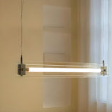 Modern Clear Glass Rectangular Island Pendant Light Image - 1