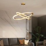 Modern Clear Gold Ring LED Chandelier for Living Room Image - 1