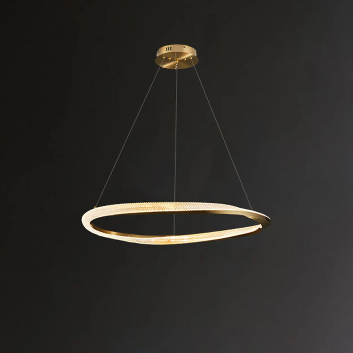 Modern Clear Gold Ring LED Chandelier for Living Room Image - 2