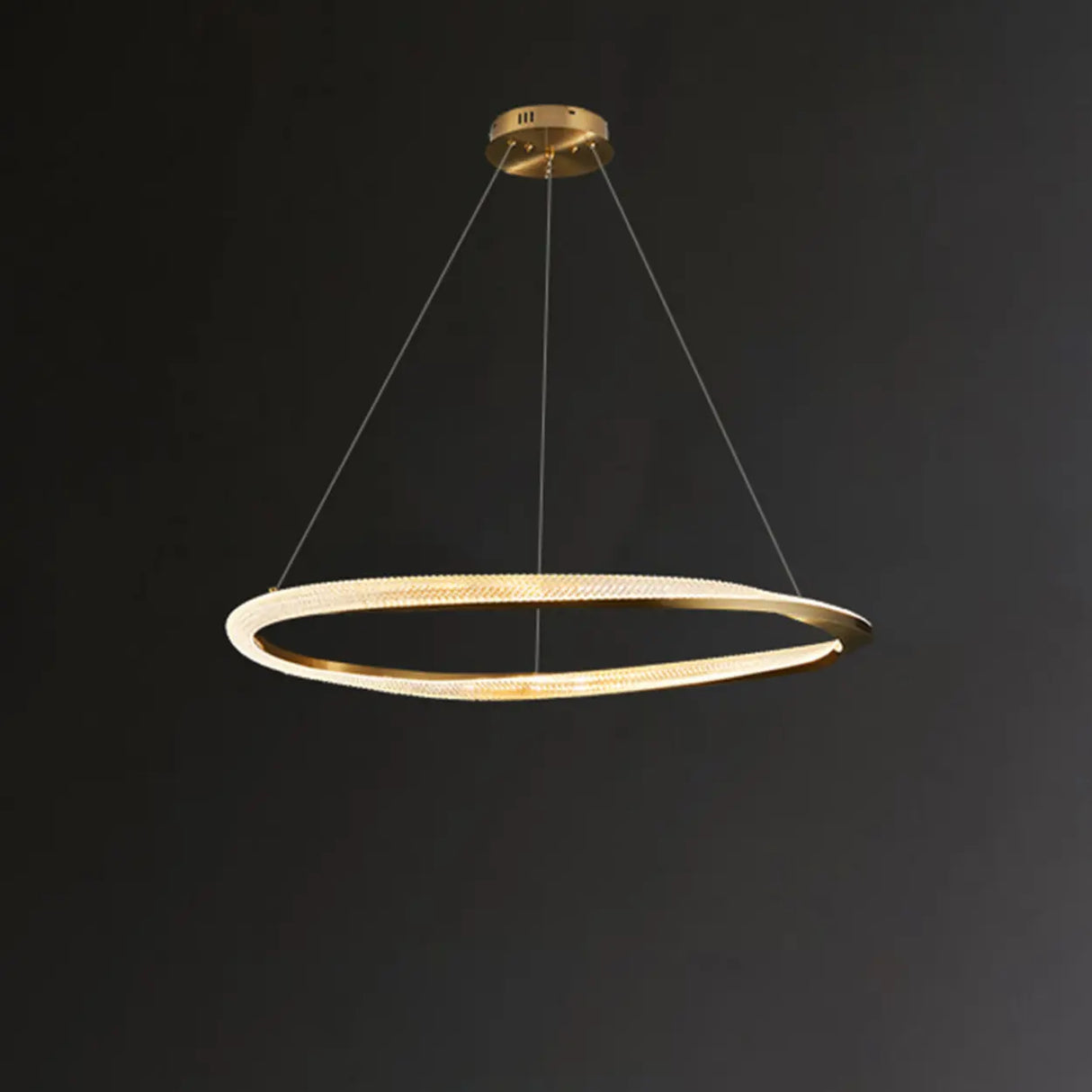 Modern Clear Gold Ring LED Chandelier for Living Room Image - 3