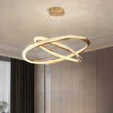 Modern Clear Gold Ring LED Chandelier for Living Room Image - 6