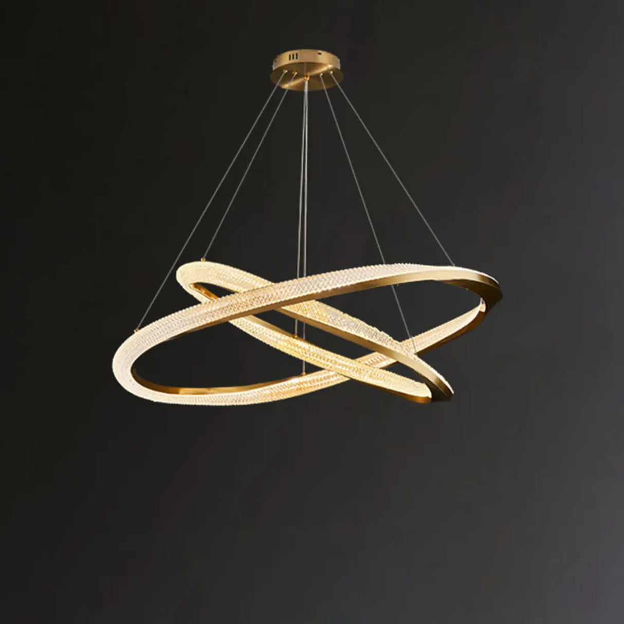 Modern Clear Gold Ring LED Chandelier for Living Room Image - 7