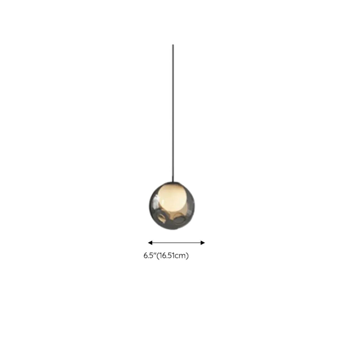 Modern Clear Grey Globe Glass Bedroom Pendant Light 