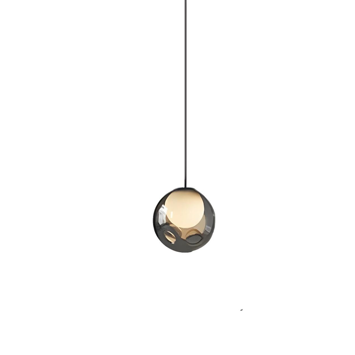 Modern Clear Grey Globe Glass Bedroom Pendant Light Image - 5