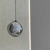 Modern Clear Grey Globe Glass Bedroom Pendant Light Image - 8