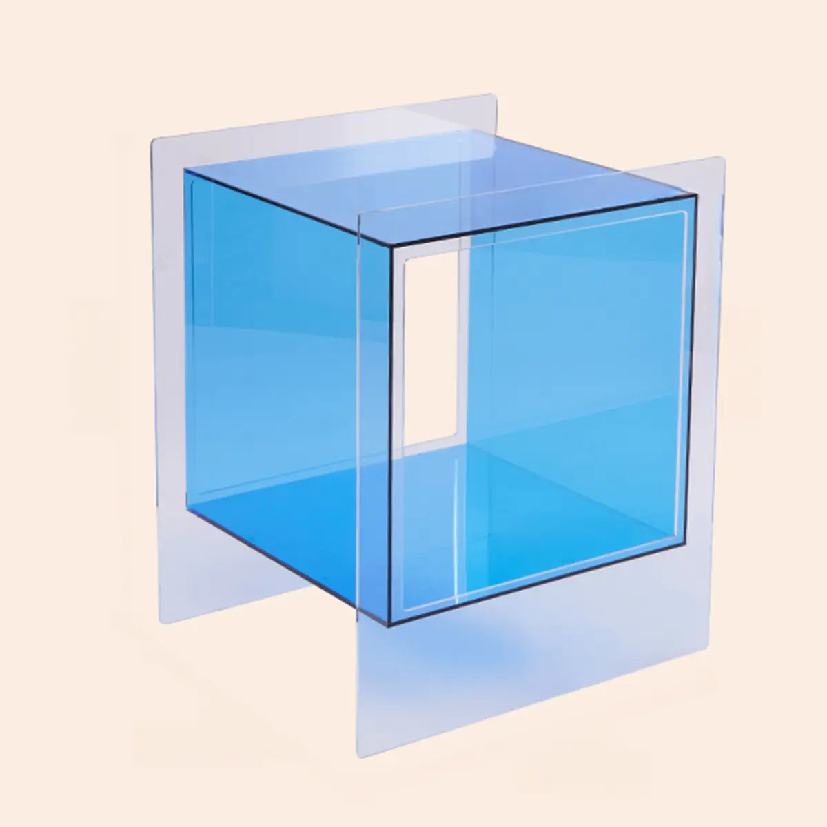 Modern Clear Square Acrylic Rolling End Table with Shelf Image - 3