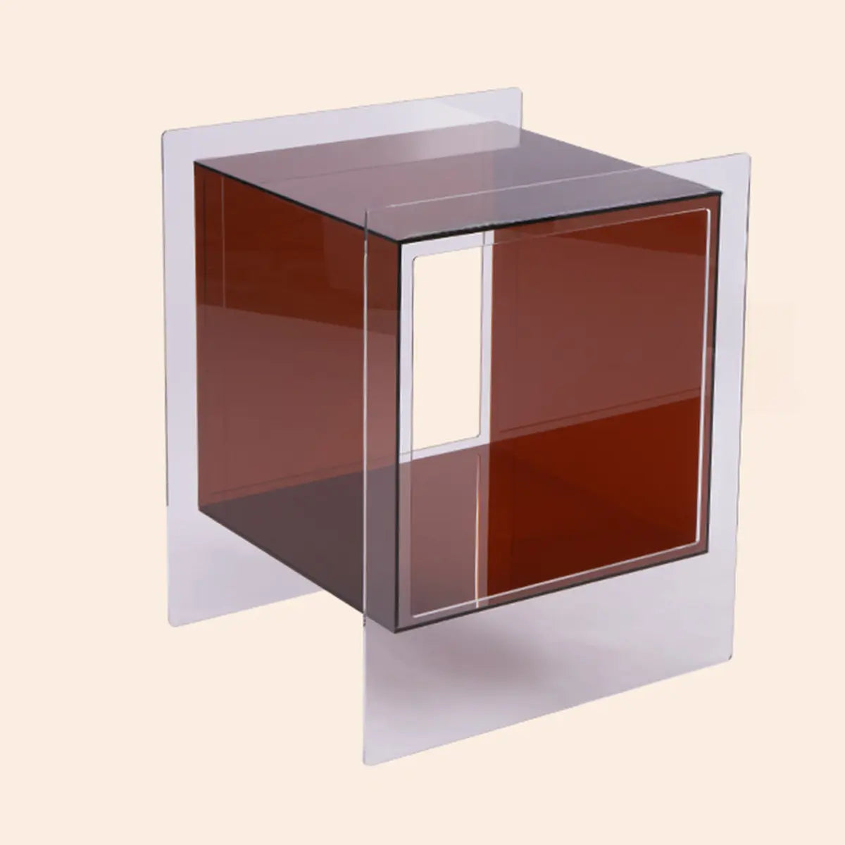 Modern Clear Square Acrylic Rolling End Table with Shelf Image - 6