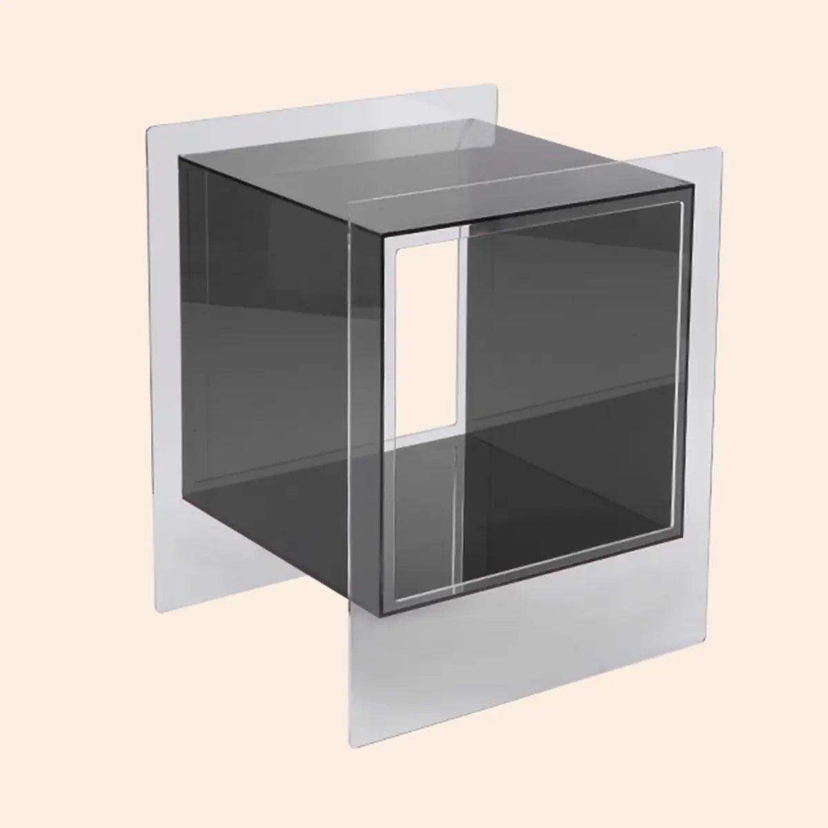 Modern Clear Square Acrylic Rolling End Table with Shelf Image - 7