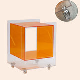 Modern Clear Square Acrylic Rolling End Table with Shelf Image - 9