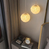 Modern Clear Textured Crystal Ball Bedroom Pendant Light Image - 10