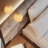 Modern Clear Textured Crystal Ball Bedroom Pendant Light Image - 4