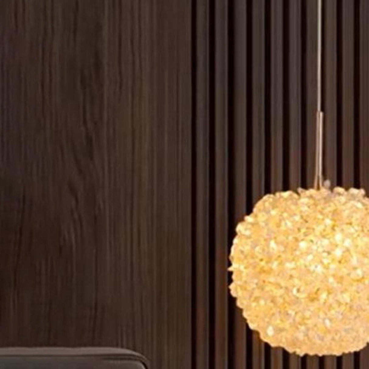 Modern Clear Textured Crystal Ball Bedroom Pendant Light Image - 9