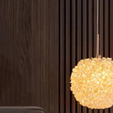 Modern Clear Textured Crystal Ball Bedroom Pendant Light Image - 9