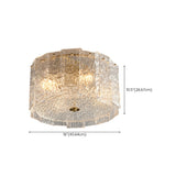 Modern Clear Textured Glass Cylinder Flush Mount Light #size