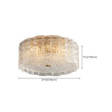 Modern Clear Textured Glass Cylinder Flush Mount Light Image - 14