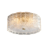 Modern Clear Textured Glass Cylinder Flush Mount Light Image - 5