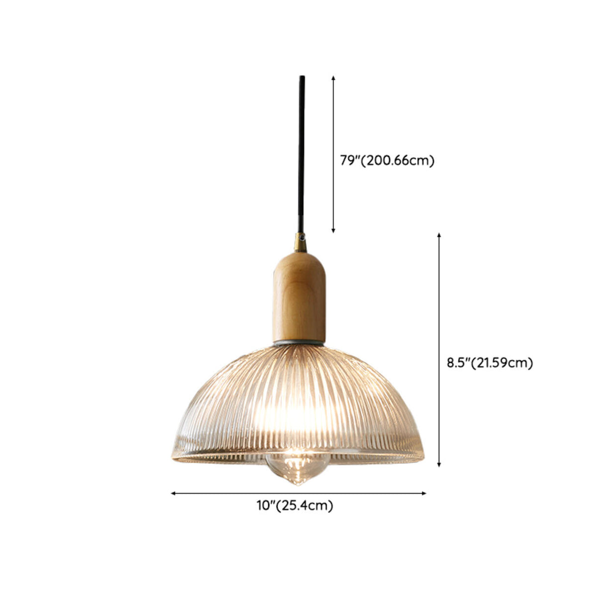 Modern Clear Textured Glass Dome Pendant Light Image - 11