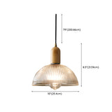 Modern Clear Textured Glass Dome Pendant Light Image - 11