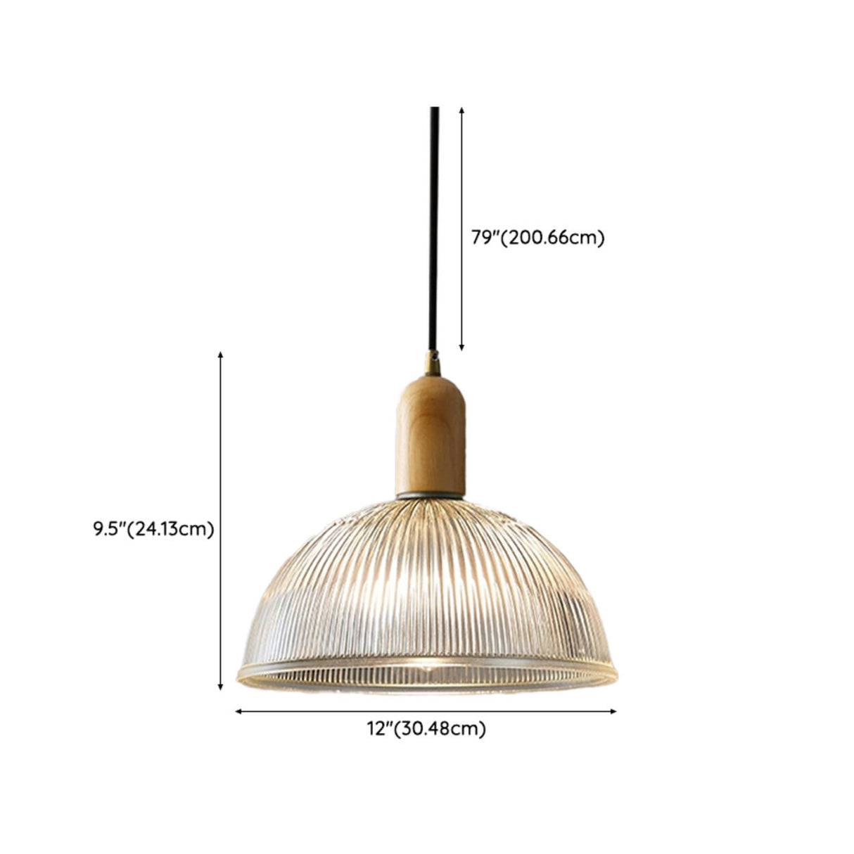 Modern Clear Textured Glass Dome Pendant Light Image - 12