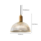 Modern Clear Textured Glass Dome Pendant Light Image - 13