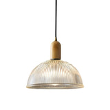 Modern Clear Textured Glass Dome Pendant Light Image - 4