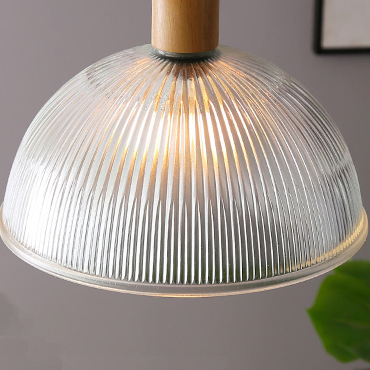 Modern Clear Textured Glass Dome Pendant Light Image - 5