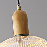 Modern Clear Textured Glass Dome Pendant Light Image - 6